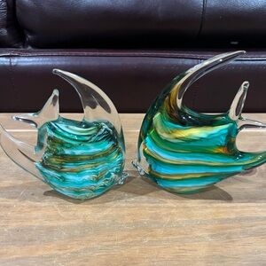 Arte Murano ICET handblown fish. Set of two in perfect condition.